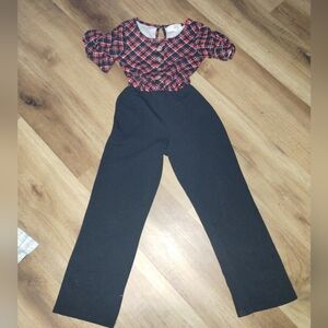 Girls Plaid Pants Jumper Suit /Size 7
